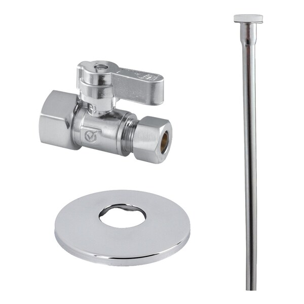 Toilet Supply Kit, 12 FIP x 38 OD Comp Straight Valve, Polished Chrome